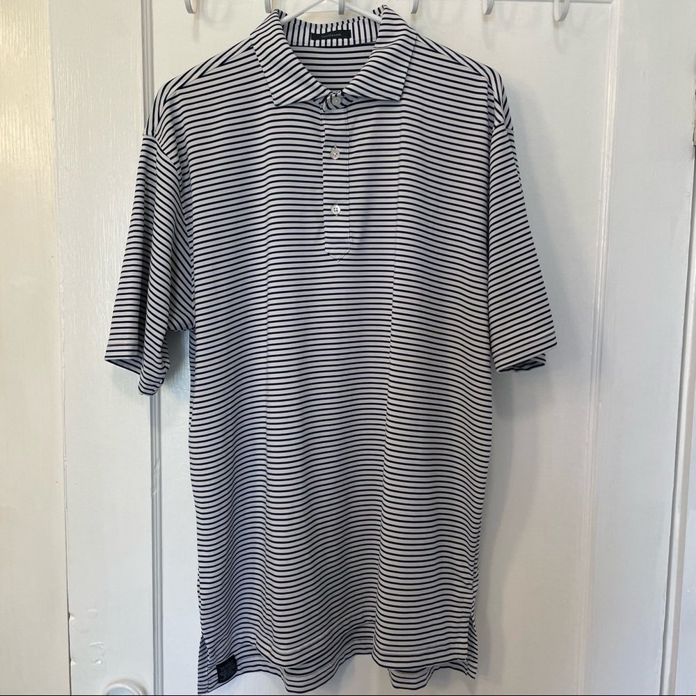 TURTLESON Cooper Stripe Performance Polo w Golf Resort Logo